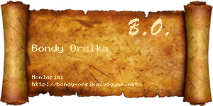 Bondy Orsika névjegykártya